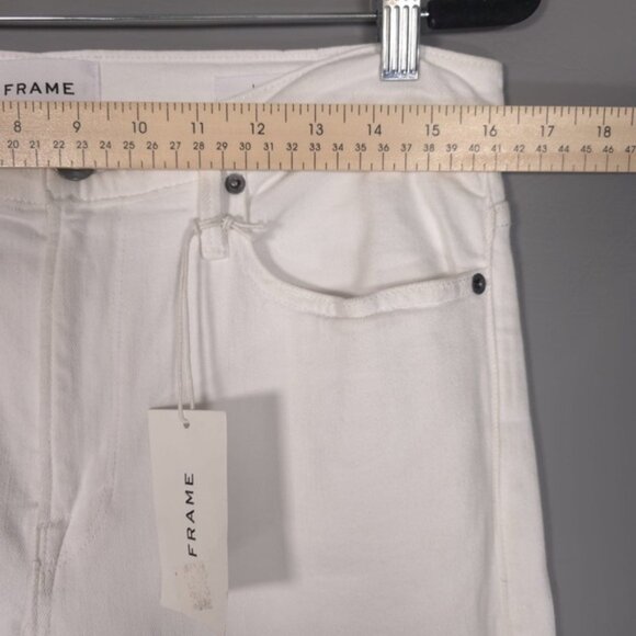 NWT Frame Women’s Le Beau High Rise Boyfriend Distressed Jeans White Size‎ 28 - Picture 7 of 16